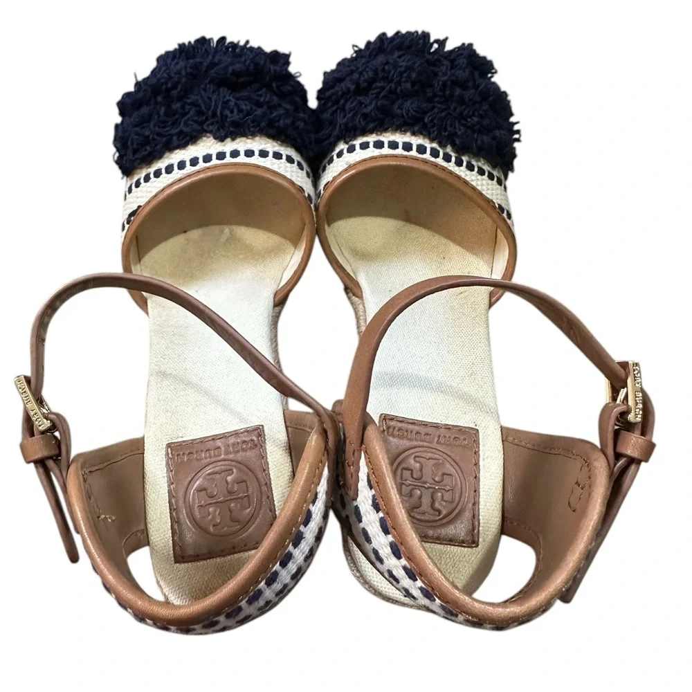 Tory Burch - Shaw Wedge Espadrille | Woven Wedge | Ivory & Navy | Size 6.5